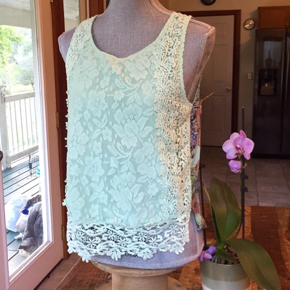 mint green lace top